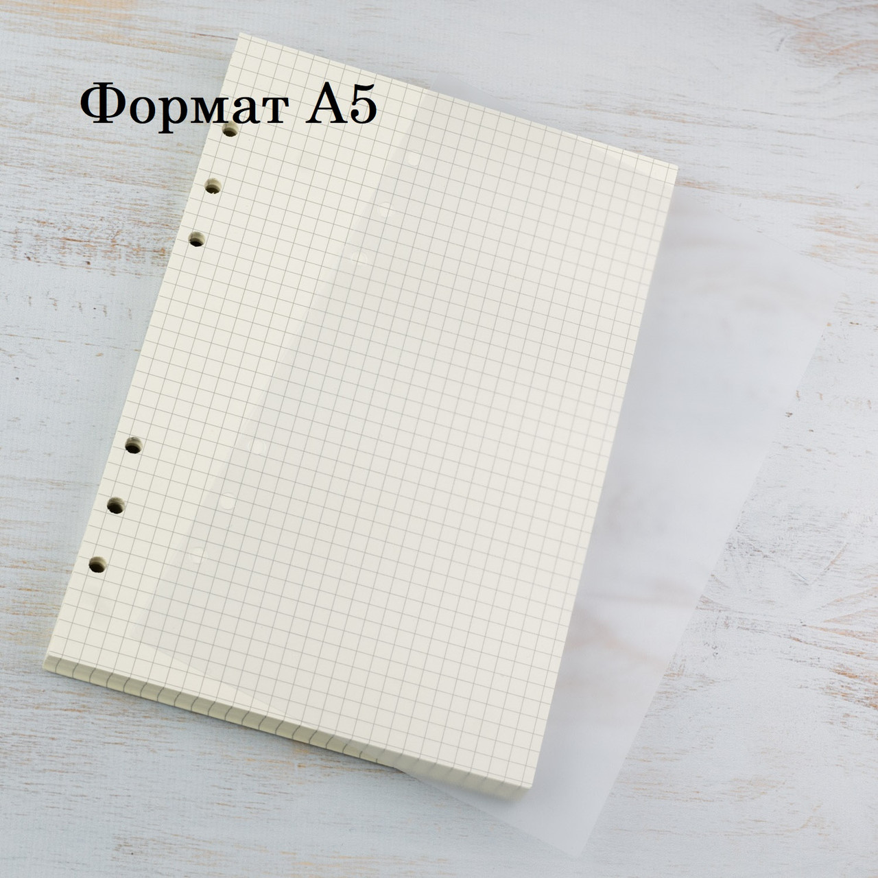 Блок паперу для планера А5 слонова кістка клітинка 6 отворів 80 аркушів BDP002