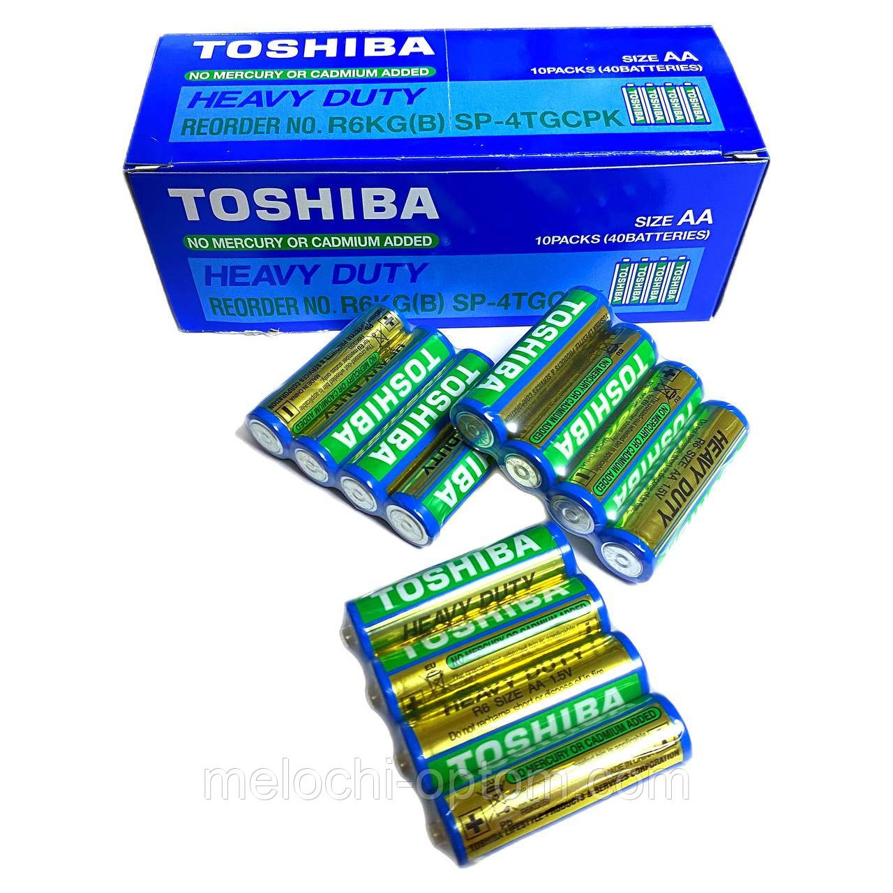 Батарейки пальчикові сольові Toshiba AА/R6 пальчик (техпак) 40шт/уп