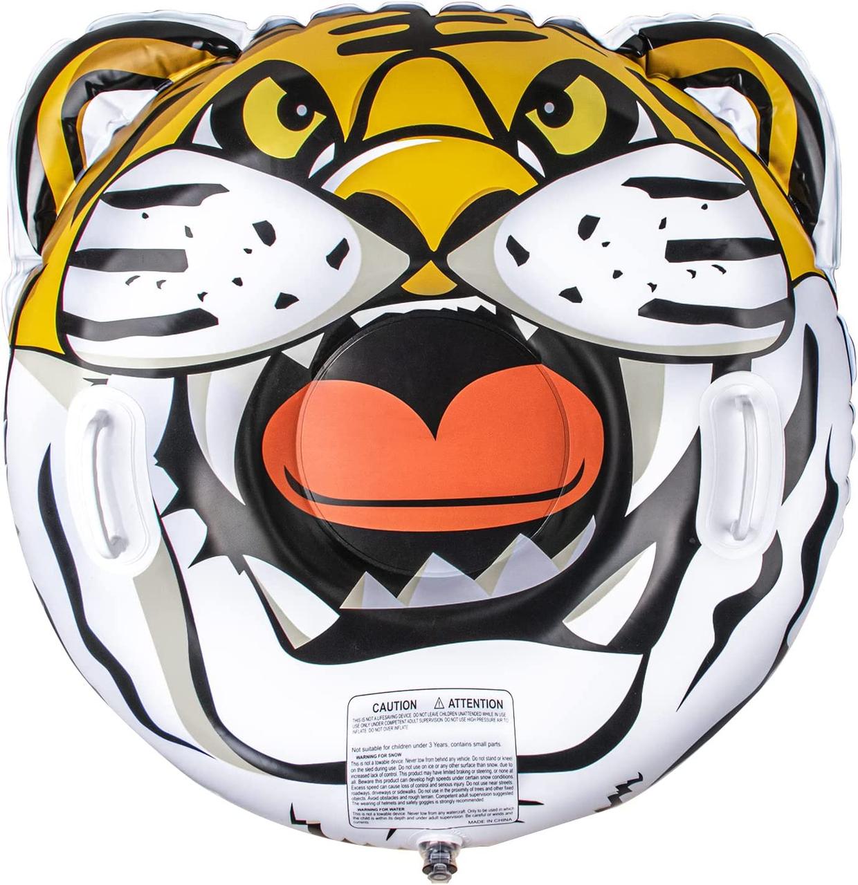 Тюбінг Надувні зимові тигрові снігові санки Snow Tube Tiger XXL з 2 ручками