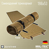 Самонадувной каремат Mil-Tec Германия 186 x 53 Термокаремат самонадувающийся Хаки Койот Тактический военный