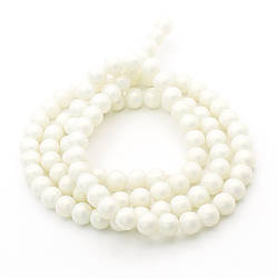 Намистини скло перламутр 8 мм Білий нитка 80 см