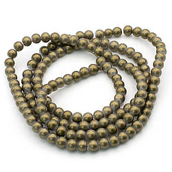 Намистини скло перламутр 6 мм Бронзовий нитка 80 см