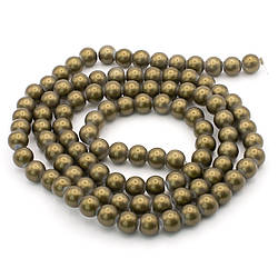 Намистини скло перламутр 8 мм Бронзовий нитка 80 см