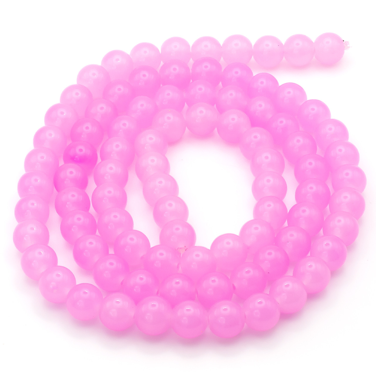 Намистини скло імітація каменю 10 мм Рожевий яскравий нитка 80 см, фото 1