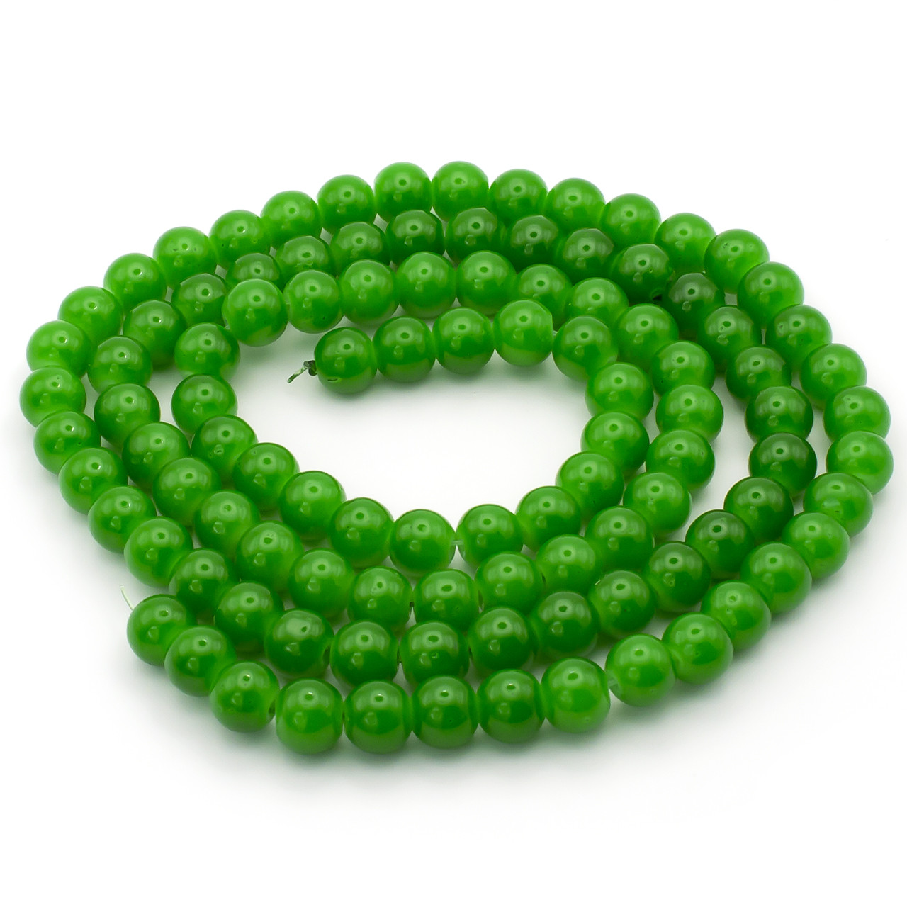 Намистини скло імітація каменю 8 мм Зелений нитка 80 см, фото 1