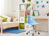 Крісло офісне комп'ютерне Lapki-3 Blue блакитне обертове дитяче, фото 3