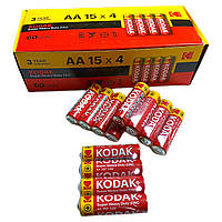 Батарейки пальчиковые солевые KODAK R-6 AA пальчик (техпак) 60шт/уп