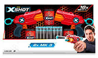 X-Shot Red Набір швидкострільних бластерів EXCEL MK 3 Double (2 бластира, 3 банки, 16 патронів), 36432R