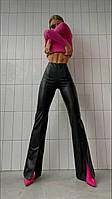 Кожаные Стильные Женские брюки Ткань: экокожа Цвет: черный Размер 42-44 .46-48