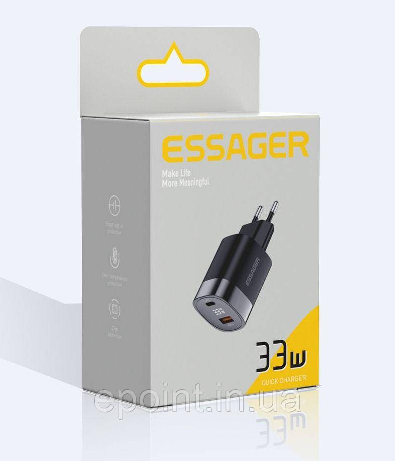 Зарядний пристрій 33 Вт з індикатором QC PD USB A Type C GaN швидка знахідка iPhone Xiaomi Samsung Essager