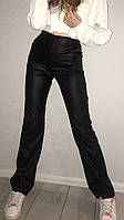 Кожаные Стильные Женские брюки Ткань: экокожа Цвет: черный Размер 42-44 44-46 46-48