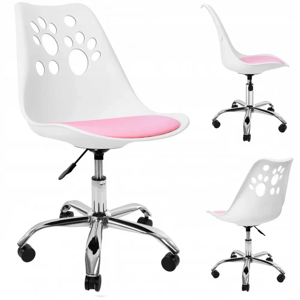 Кресло офисное Bonro B-881 компьютерное кресло белое с розовым сидением вращающееся - фото 2 - id-p1773878618