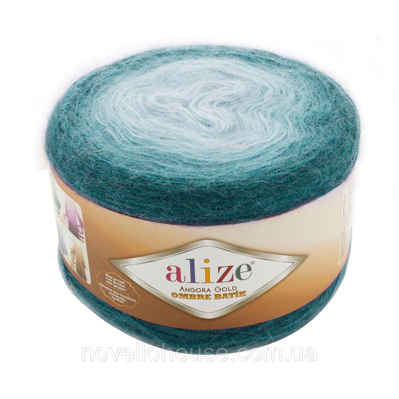 Alize ANGORA GOLD OMBRE BATIK (Ангора Голд Омбре Батік) № 7230 (Вовняна пряжа ангора, нитки для в'язання)