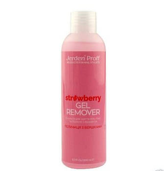 Засіб для зняття гель-лаку Jerden Proff Gel Remover з ланоліном, полуниця з вершками, 200 мл