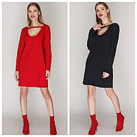 Р. 42 до 48. Молодіжна коротка модна сукня з чокером красиве жіноче чорне червоне плаття вільна