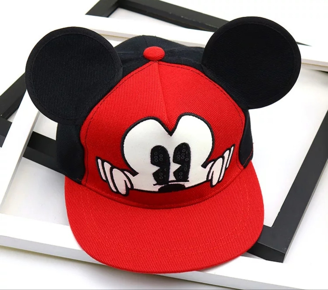 Детская кепка Снепбек с ушками Микки Маус (Mickey Mouse, Мышь Микки) с прямым козырьком, Унисекс WUKE One size Черный - фото 5 - id-p585562293