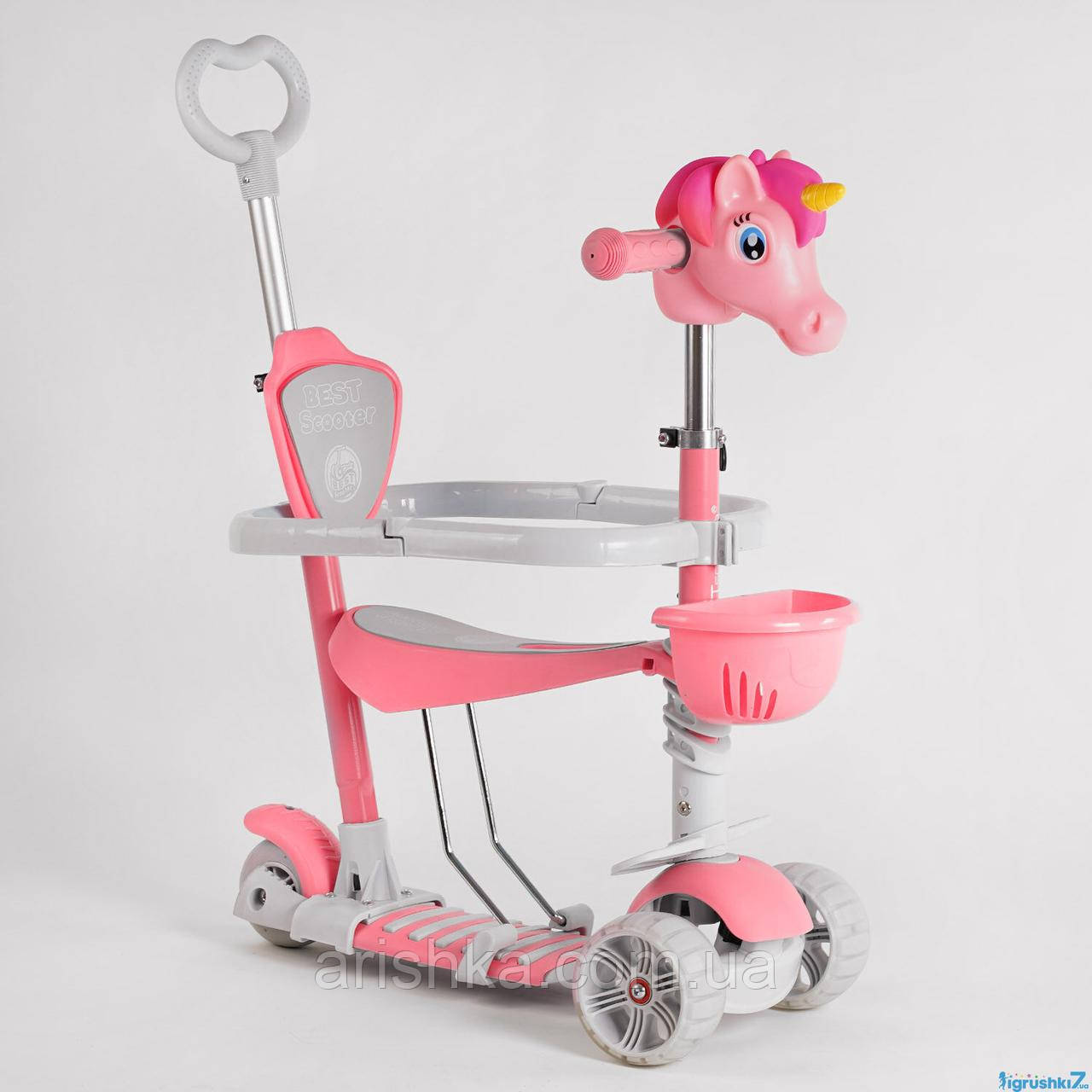 Самокат триколісний Best Scooter 5 в 1, біговел із батьківською ручкою