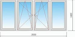 Вікно 3000х1400 мм із профілю WDS Classic 60 (WDS 300), фурнітура Axor, ст-т 4-16-4І (24мм, енергозберігаючий)