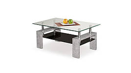 Журнальний кофейний стіл зі скла у вітальню Diana Intro бетон/хром Halmar