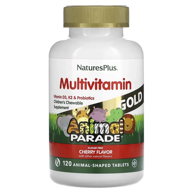 NaturesPlus, Source of Life, Animal Parade Gold, добавка для дітей з мультивітамінами і мікроелементами, з натуральним смаком вишн