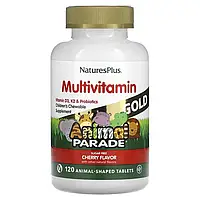 Nature's Plus, Source of Life, Animal Parade Gold, добавка для детей с мультивитаминами, вишня, 120 таблеток