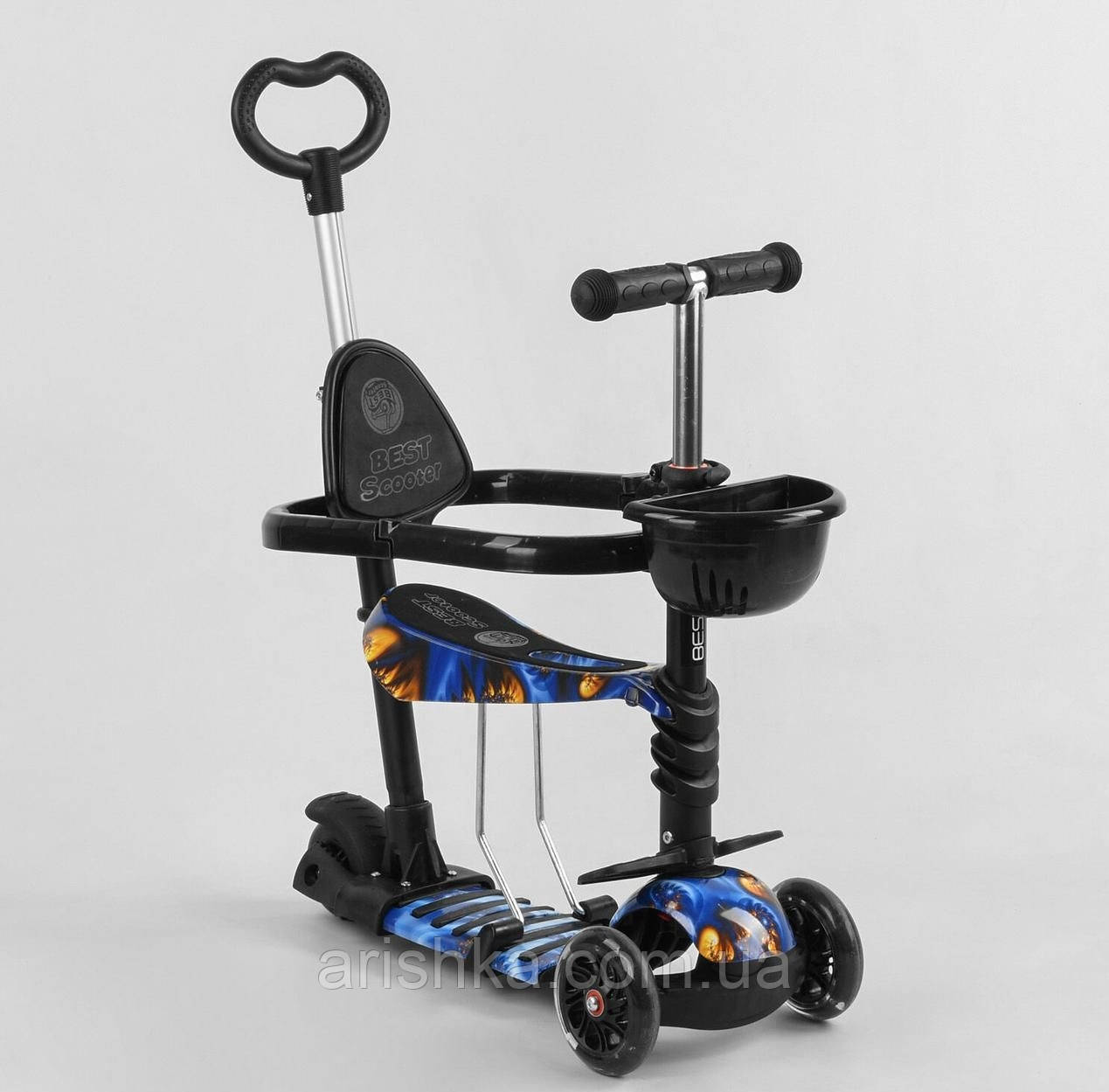 Дитячий самокат-трансформер 5в1 з Best Scooter з кошиком і бортами