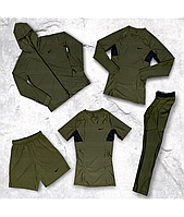 Компрессионная одежда комплект 5 в 1 NIKE (Найк) для тренировок Хаки Пакистан