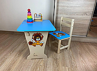 Набор прямоугольный стол и стул голубого цвета