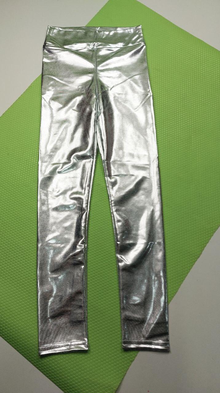 Лосини для дівчинки, на зріст 104, 110, 116 см, тканина дайвинг, колір  срібло