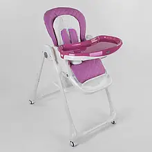 Стілець для годування Toti W-62005 Фуксія, Premium клас, м'яка вкладка, 4 колеса, знімний столик