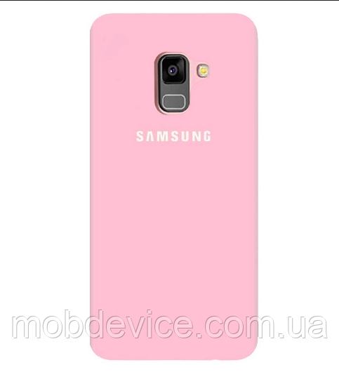 Silicone case для Samsung A8 Plus 2018 (рожевий)