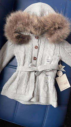 Курточка Вязана на Овчині сіра (9-12м)(YOLA.BABY.SHOP), фото 1
