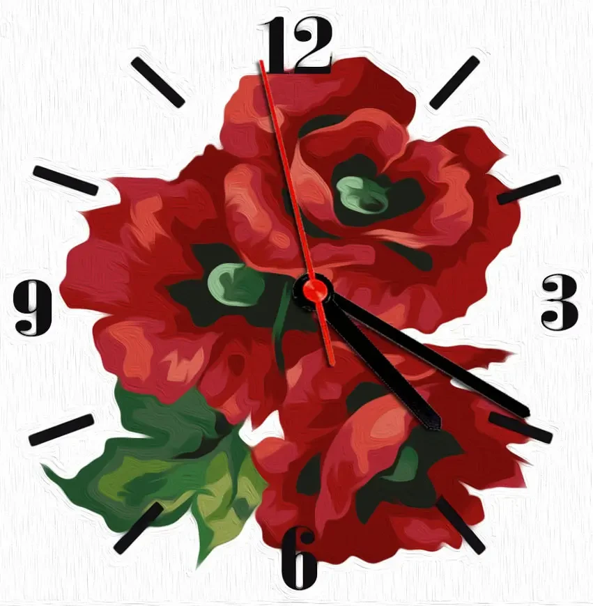 Картина за номерами годинник Маки ArtStory (ASG002) 30х30см