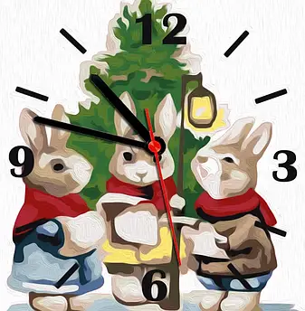 Картина за номерами годинник Святкові кролики ArtStory (ASG009) 30х30см