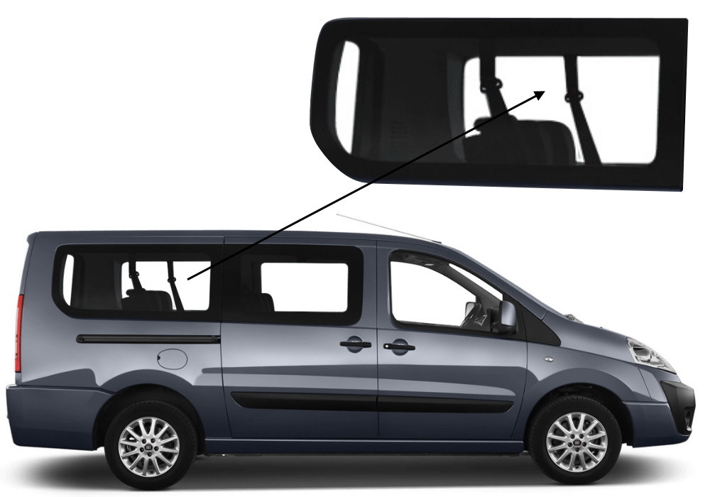 Бічне скло Citroen Jumpy 2007-2016 салону заднє праве довга база