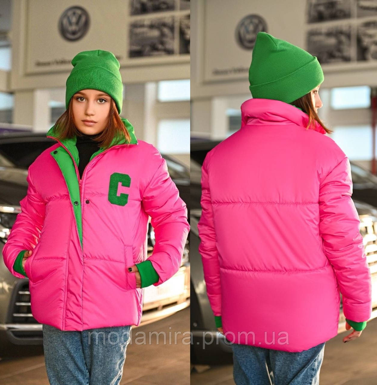 Демисезонная куртка для девочек малинового цвета 9-14 лет. Весенняя ...