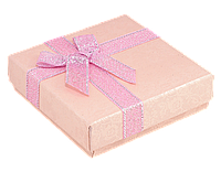 Подарочная коробка розовая с бантом Универсальная (Кольцо, Кулон, Серьги) Размер 9х9см, h= 2.5см цена за 1 шт.