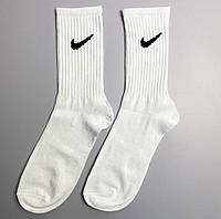 Жіночі демісезонні шкарпетки високі 1 пара 36-41 р "NIKE" білі жіночі літні бавовняні шкарпетки