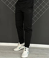 Черные спортивные штаны Adidas мужские весенние осенние , Штаны мужские Адидас двунитка черный лого