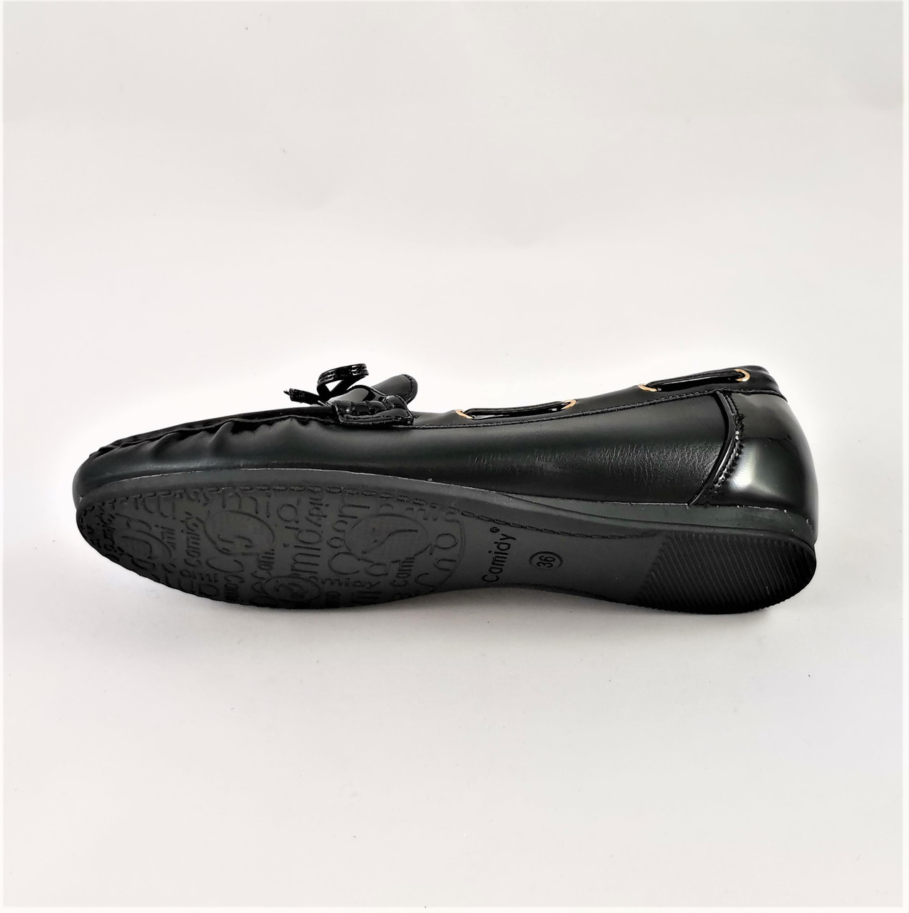 Мокасины женские чёрные, туфли лодочки эко кожа, балетки кожзам (размер 36) - фото 4 - id-p1773957149