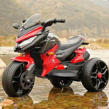 Дитячий мотоцикл на акумуляторі M 4274EL-3 червоний (різні кольори), сидіння шкіряне, світло/звук, колеса EVA.
