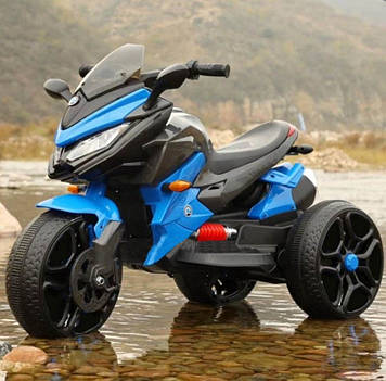 Дитячий мотоцикл на акумуляторі M 4274EL-4 синій (різні кольори), сидіння шкіряне, світло/звук, колеса EVA.