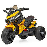 Детский мотоцикл на аккумуляторе M 4274EL-6 желтый (разные цвета), кожаное сидение, свет/звук, колеса EVA.