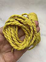 Шнур хлопчатобумажный крученый для макраме, желтый, 4 мм