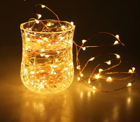 Гірлянда крапля роси 5 м 50Led на батарейках Warm White, фото 1