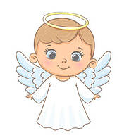 Наклейка "Ангел мальчик с большими глазами" для ростовой фигуры / фотозоны на крещение 80х64 см (без обреза)