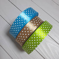 Стрічка в горох 2.5 см колір — блакитний