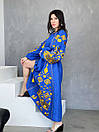 Синє плаття бохо, вишите плаття вишиванка льон, стильне синє плаття з вишивкою, фото 5