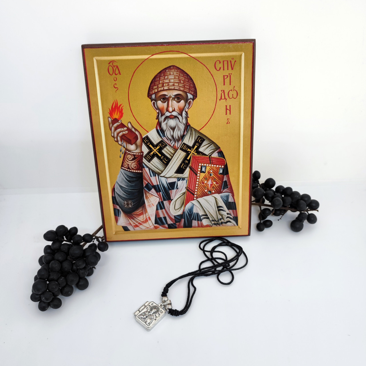 Ікона і кулон -ладанка з філахтою Святого Спіридона (Греція)