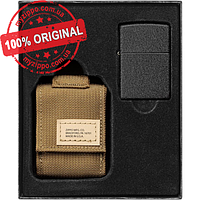 Набор Zippo Lighter Black Crackle & Tactical Pouch Coyote 49401